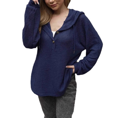Damen-Hoodie, mit Knopf und Kordelzug, Polyester-6