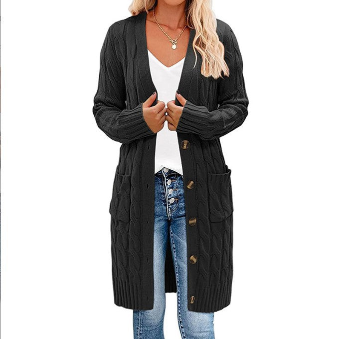 Damen-Cardigan V-Ausschnitt Knopfdetails Polyester Casual-3