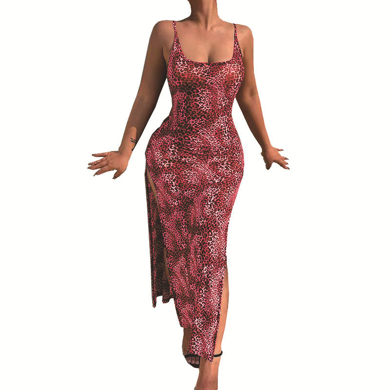 Damen-A-Linien-Kleid, Leopardendruck, Polyester-2