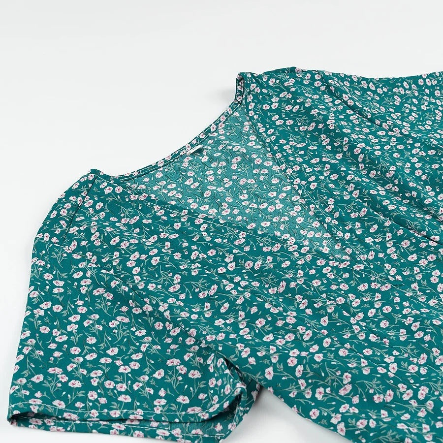 Damen-Wickelkleid, V-Ausschnitt, leicht, atmungsaktives Material-3