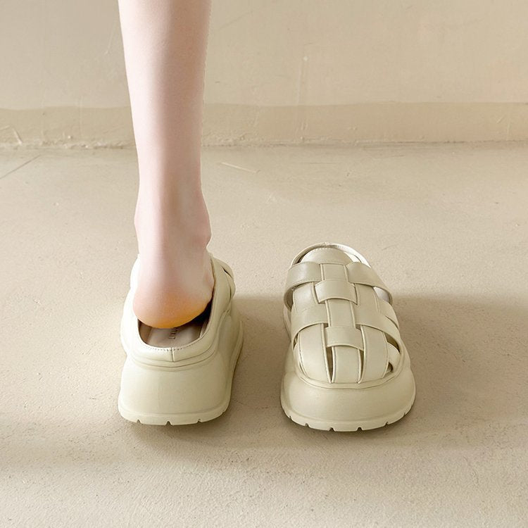 Damen-Freizeit-Pantoletten aus geflochtenem Synthetikleder – ergonomisches Design mit rutschfester Sohle 3