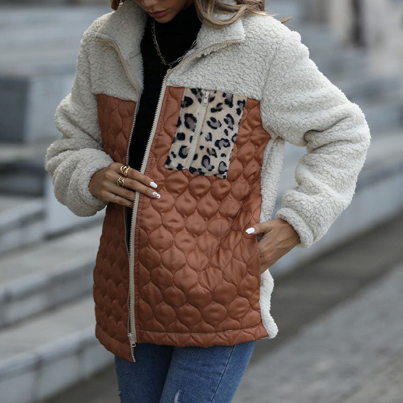 Damen Patchwork Leoparden-Design Gemischter Stoff-6