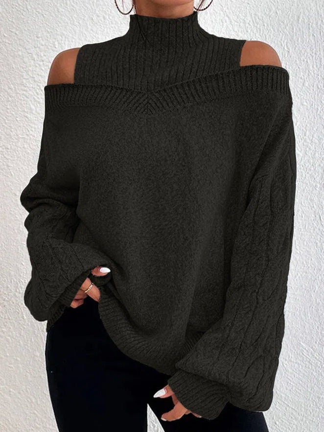 Damen-Strickpullover, oversized Acryl, mit halbrundem Kragen-3