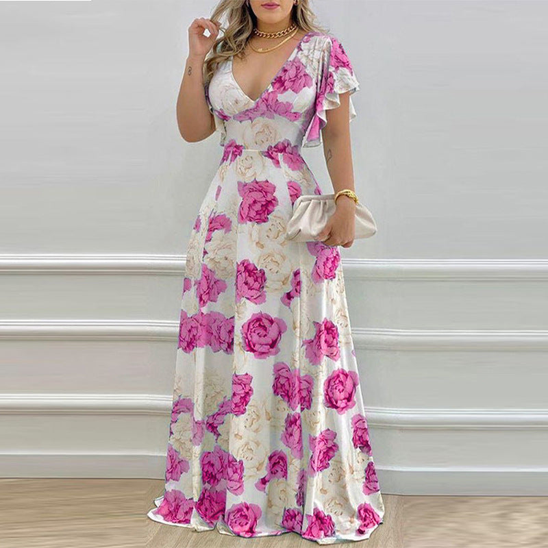 Damen-Kleid, V-Ausschnitt, Volantärmel, Polyester 6