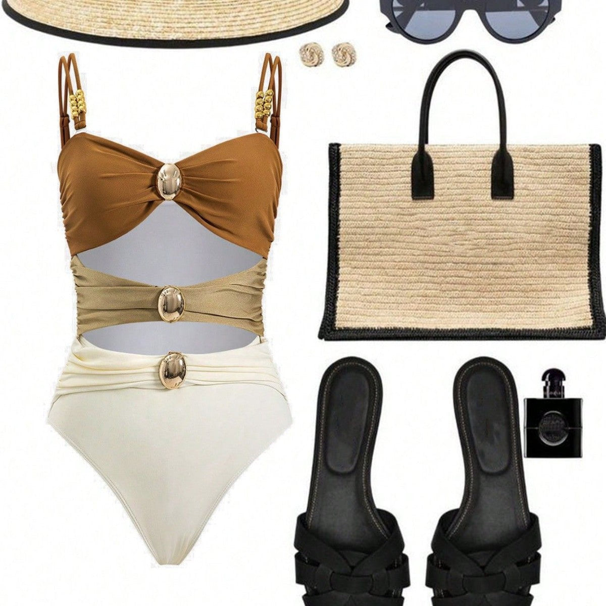 Damen-Badeanzug mit Cut-outs und verstellbaren Trägern – Elasthan für Strand und Pool 5