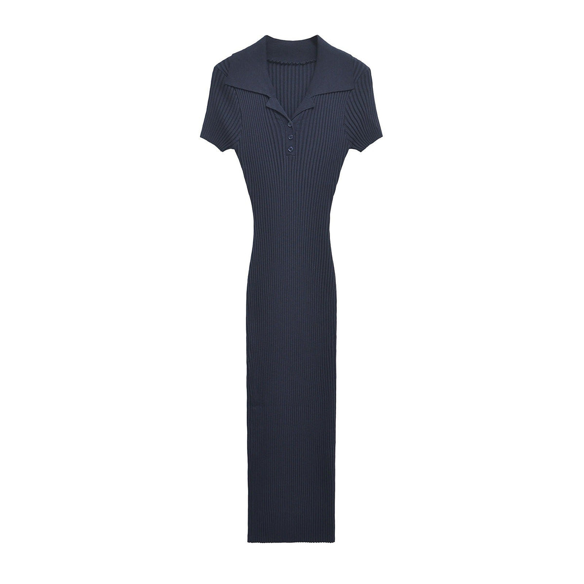 Damen-Maxikleid, strukturiertes Material mit klassischen Knopfdetails 4