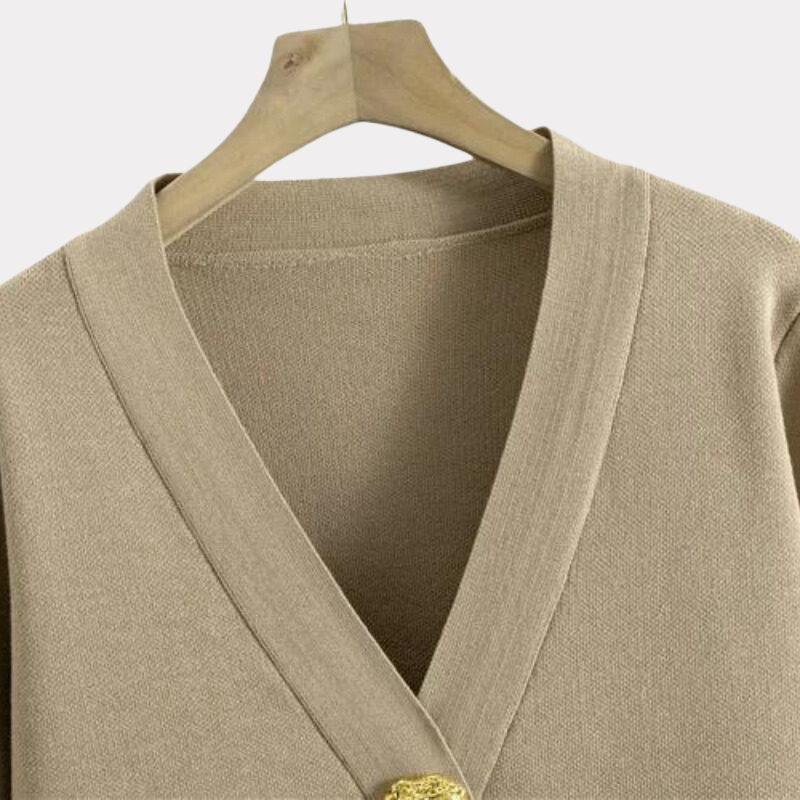 Damen-Strickhose, Set, V-Ausschnitt, Stoffmischung, weite Beine-5
