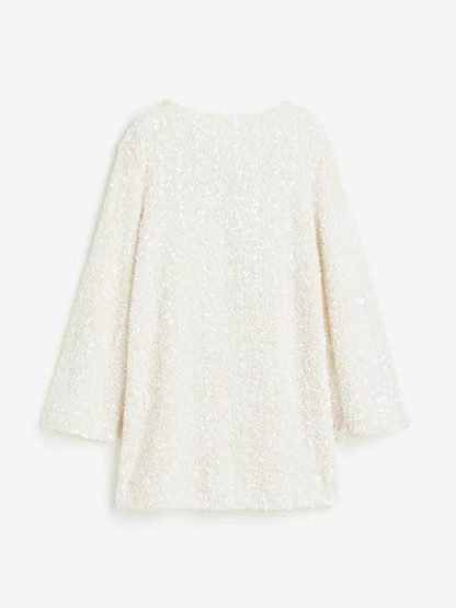 Damen-Minikleid, strukturierter hochwertiger Stoff, mit Schleifenstern-5