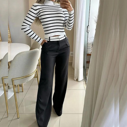 Damen-Pullover und Hose, Set schicker weicher elastischer Stoff-1