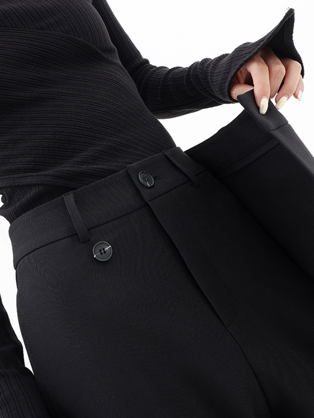 Asymmetrische Baggy-Hosen für Damen aus Stretchmaterial – lockere Passform für Alltag und Fest 4