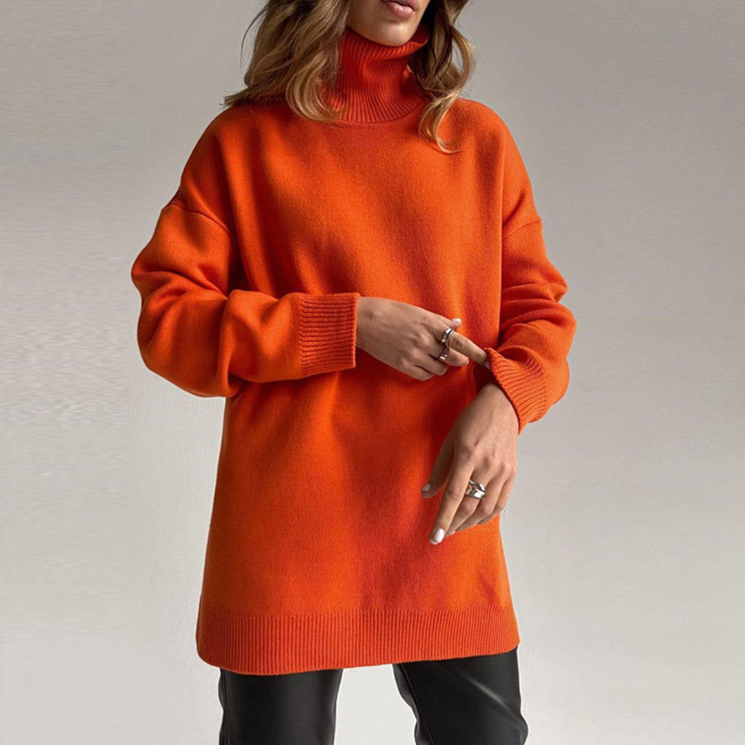 Variant image for Damen-Strickpullover, hoher Kragen, Viskose-Mischung mit Seitenschlitz-1