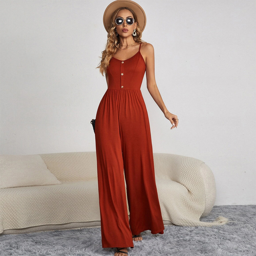 Damen-Jumpsuit aus bequemer Baumwolle mit verstellbarer Taille und Taschen – perfekt für entspannte Tage 1
