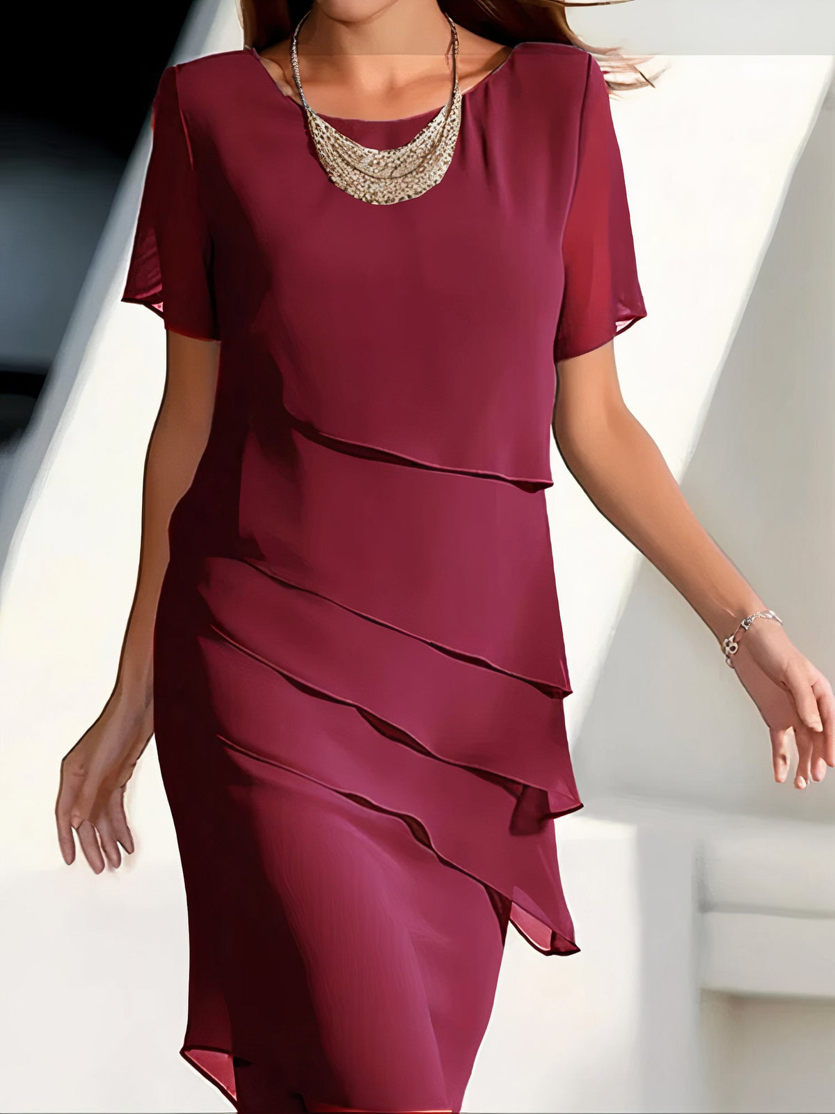 Variant image for Damen-Chiffon-Wickelkleid, für Hochzeit und Fest-1