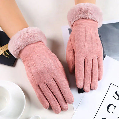 Variant image for Damen-Wildlederhandschuhe, modernes Design, Winter-1