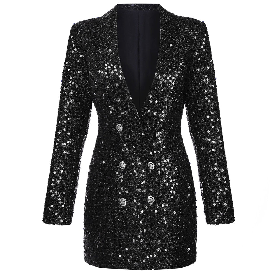Damen Blazer-Kleid Glänzendes Polyester mit Struktur-2