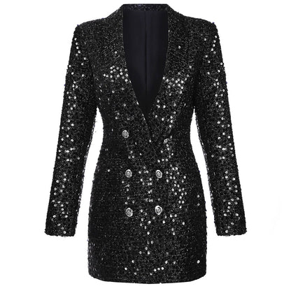 Damen Blazer-Kleid Glänzendes Polyester mit Struktur-2