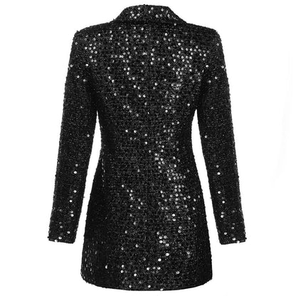 Damen Blazer-Kleid Glänzendes Polyester mit Struktur-3
