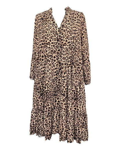 Damen-Kleid, Leo-Print, weich, Viskose, trendiges Design-2