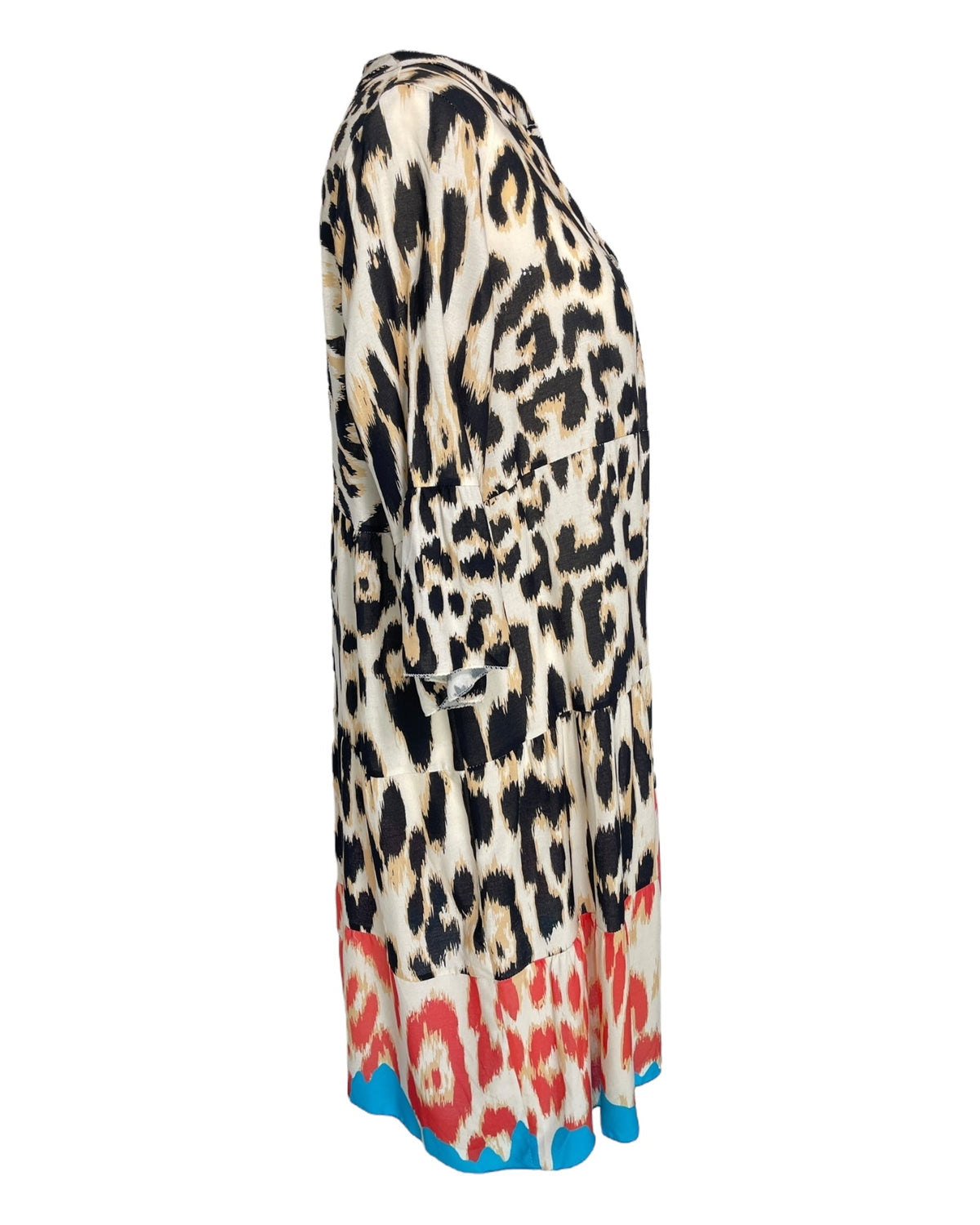 Damenkleid, V-Ausschnitt, Leopardenmuster, Viskose, elegant 101 cm 4