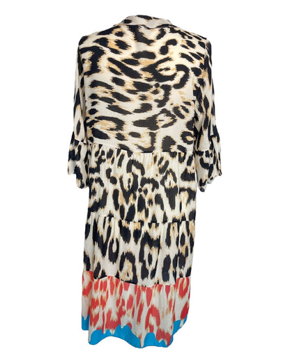 Damenkleid, V-Ausschnitt, Leopardenmuster, Viskose, elegant 101 cm 5