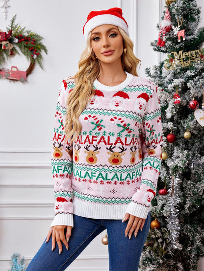Damen-Weihnachtspullover, gestrickt mit traditionellem Weihnachtsmotiv, 100% Acryl-2