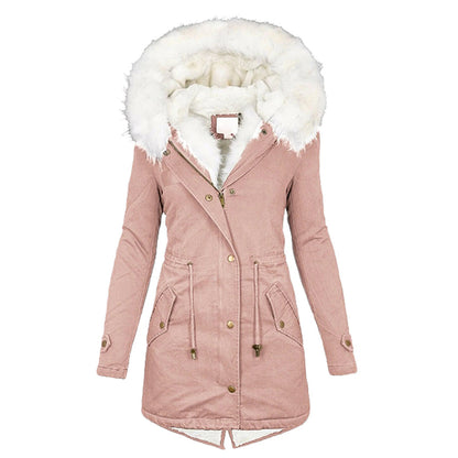 Langer Wintermantel Damen Fleece-gefüttert Trendig Polyester 4