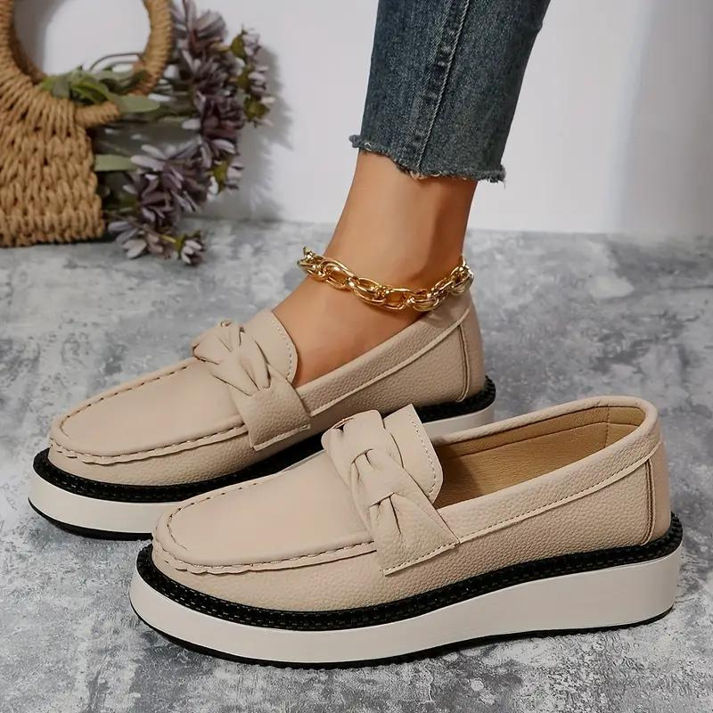 Damen-Loafers mit runder Spitze aus Synthetikleder – Bequemes Slip-on-Design, Größen 36-42, perfekt für jeden Anlass 4