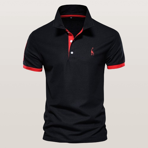 Kurzärmeliges Herren-Poloshirt, roter Kragen, Baumwollmischung-5