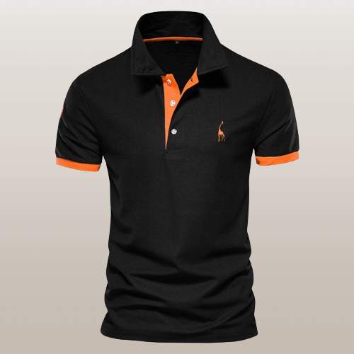 Kurzärmeliges Herren-Poloshirt, roter Kragen, Baumwollmischung-3
