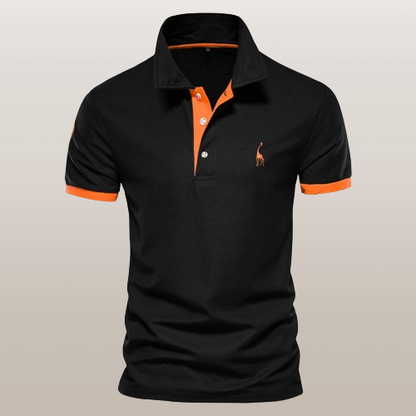 Kurzärmeliges Herren-Poloshirt, roter Kragen, Baumwollmischung-3