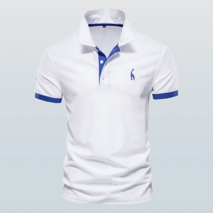 Kurzärmeliges Herren-Poloshirt, roter Kragen, Baumwollmischung-4