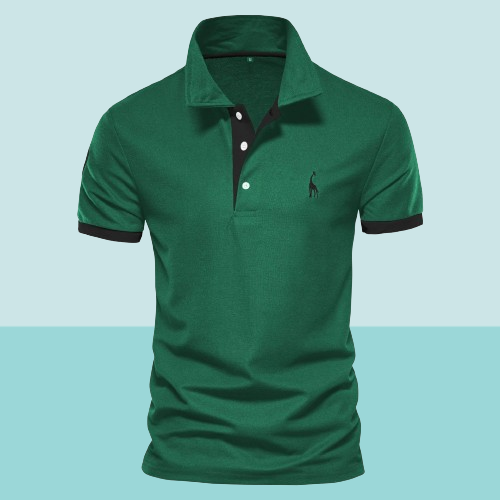 Kurzärmeliges Herren-Poloshirt, roter Kragen, Baumwollmischung-6