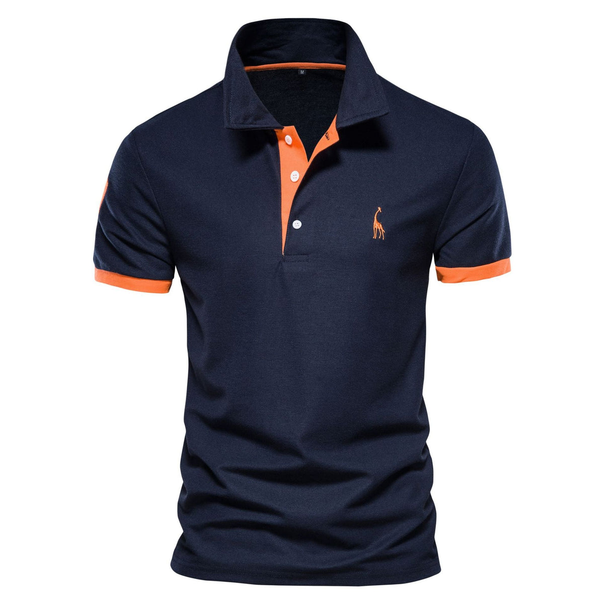 Kurzärmeliges Herren-Poloshirt, roter Kragen, Baumwollmischung-1