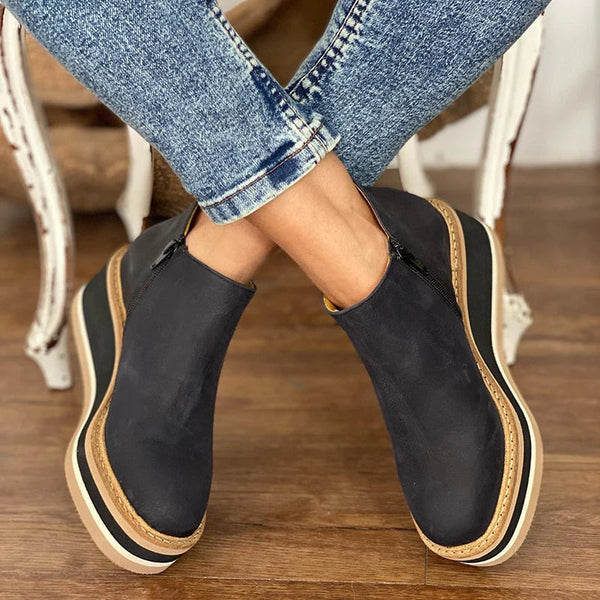 Keilstiefel für Damen mit Keilsohle und Slip-On-Design – Synthetik-Obermaterial, vielseitiger Casual-Stil, Schafthöhe 10 cm 3