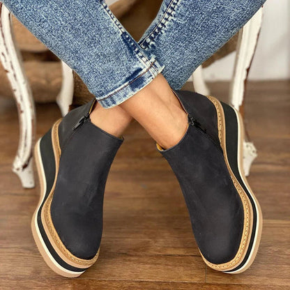 Keilstiefel für Damen mit Keilsohle und Slip-On-Design – Synthetik-Obermaterial, vielseitiger Casual-Stil, Schafthöhe 10 cm 3