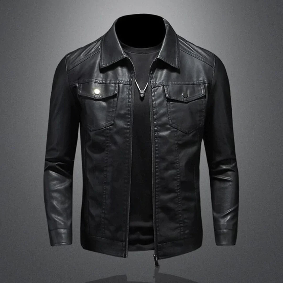 Herren-Lederjacke, modernes Design, Leder-3