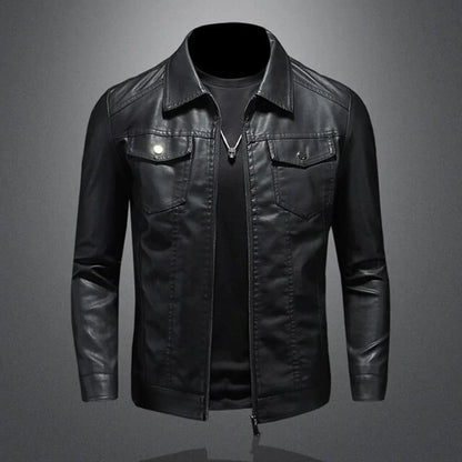Herren-Lederjacke, modernes Design, Leder-3
