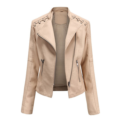 Variant image for Damen-Lederjacke, gepolsterte Schultern, trendiges Design-29