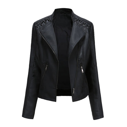 Variant image for Damen-Lederjacke, gepolsterte Schultern, trendiges Design-1