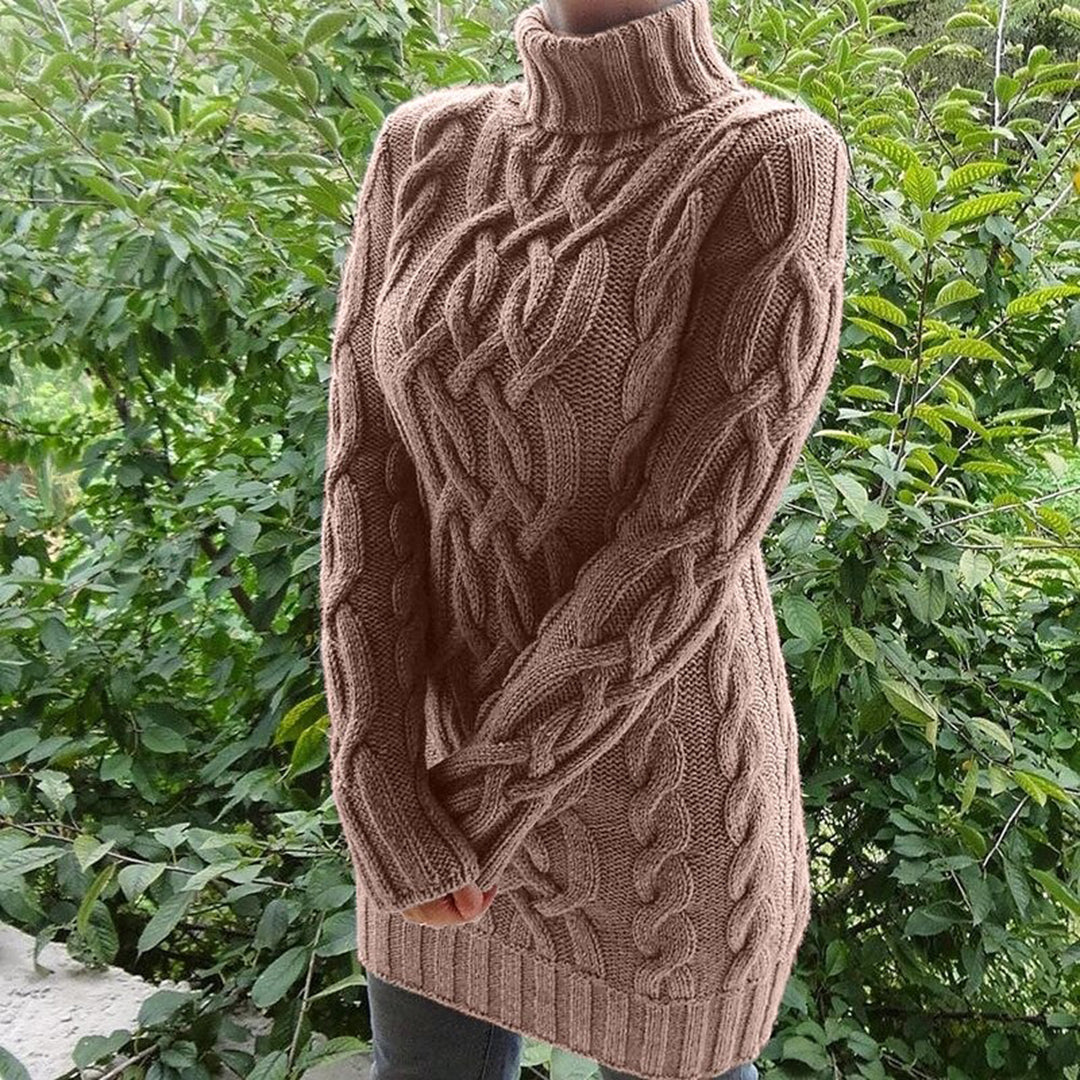 Damen-Rollkragenpullover, Zopfstrick, Acryl 5