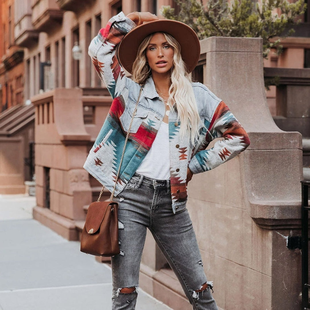 Damenjacke Retro Denim Klassischer Nachhaltiger Stil-1