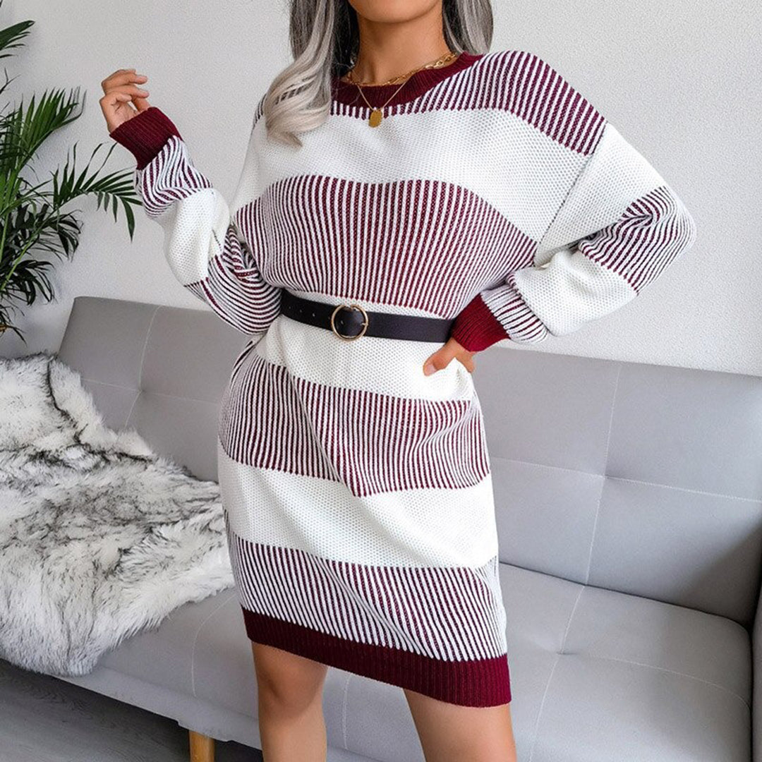 Damen-Midikleid, eleganter hochwertiger Stoff, Midilänge-1