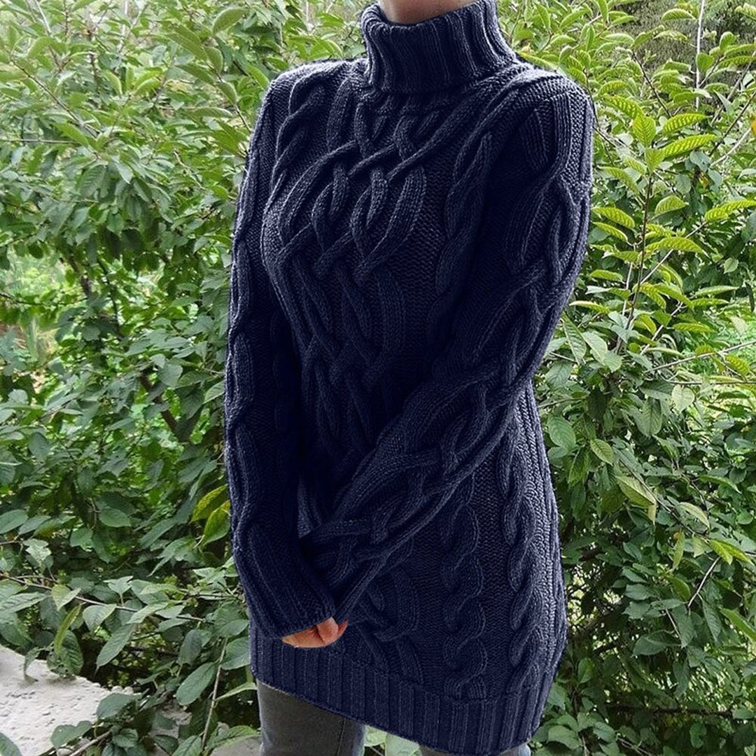 Damen-Rollkragenpullover, Zopfstrick, Acryl 1