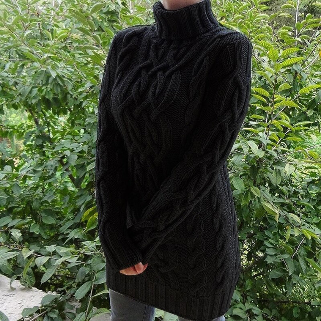 Damen-Rollkragenpullover, Zopfstrick, Acryl 3