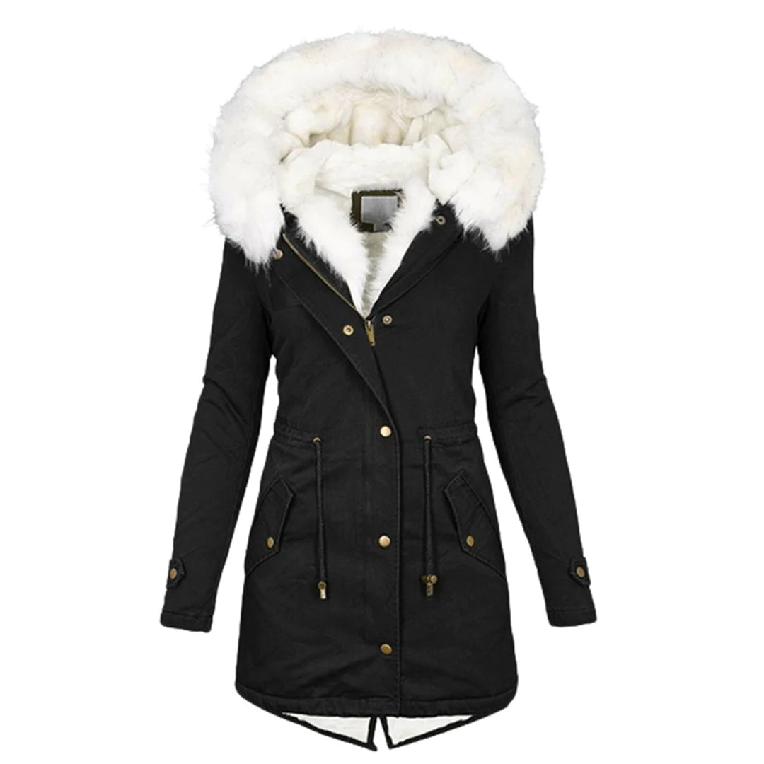 Winterjacke Damen Lang mit Pelz und Wattierung-4