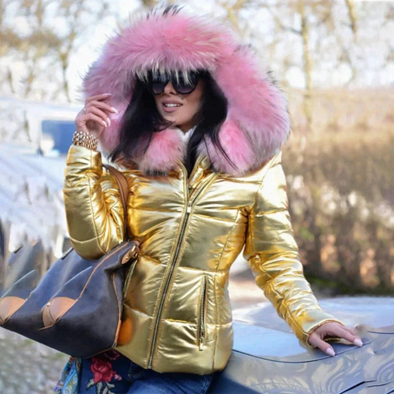 Kurze, gefütterte Damen-Winterjacke mit Kapuze im Oversize-Schnitt – Elegant und warm für kalte Tage 12