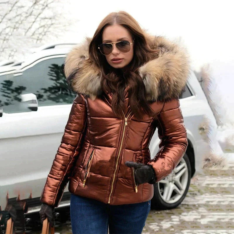 Kurze, gefütterte Damen-Winterjacke mit Kapuze im Oversize-Schnitt – Elegant und warm für kalte Tage 4
