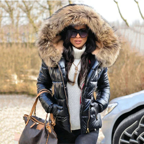 Winterjacke Damen, kurze gefütterte Kapuze, Oversize – elegant und warm für kalte Tage 1