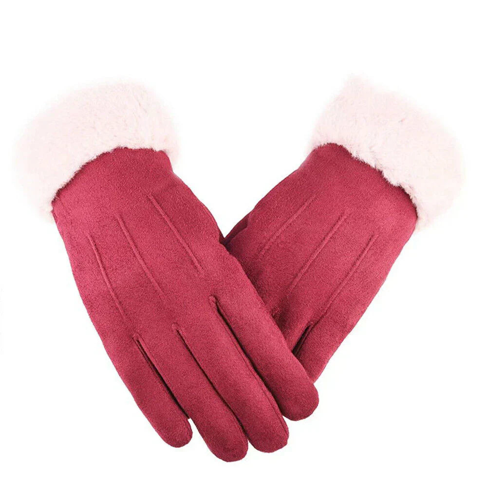 Variant image for Damen-Wildlederhandschuhe, modernes Design, Winter-4