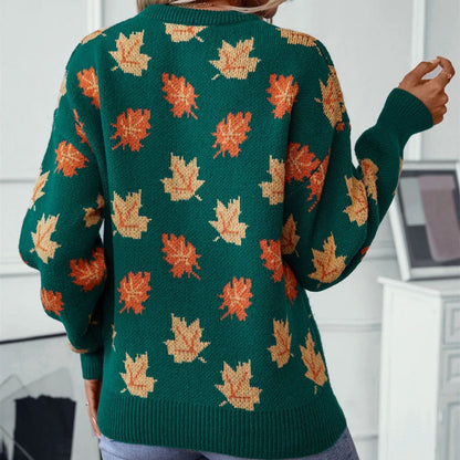 Damen-Pullover, Herbstlaub, weiche Baumwolle-3
